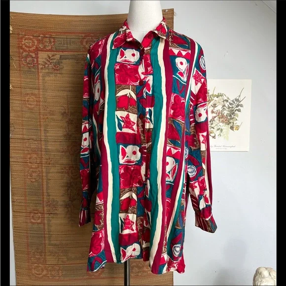 🍄5/$30 1980’s Funky Vintage Button Down - Picture 1 of 9
